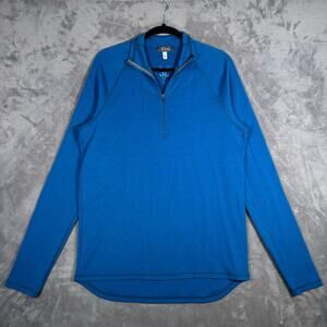 Ibex Merino Wool Base Layer Quarter Zip Pullover Men’s L Blue USA Made